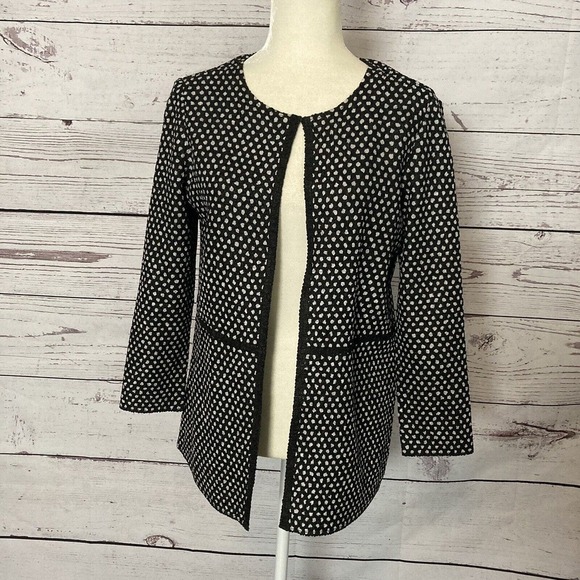 Chicos Travelers Collection 0 Small 4 Lovely Lisa Dot Print Jacket Open Front - Picture 1 of 8
